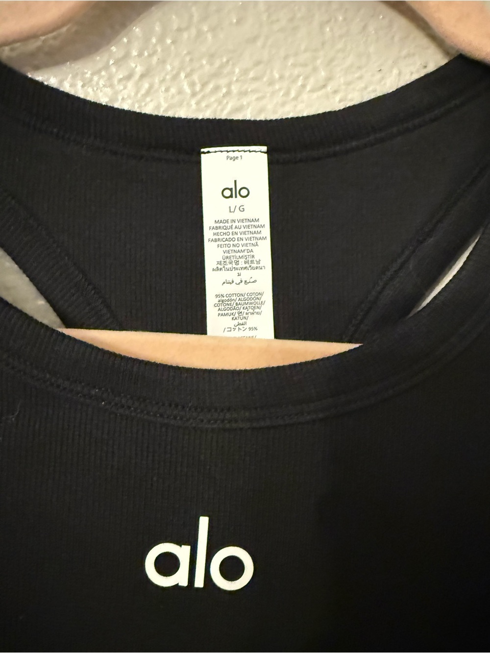 ALO Yoga Black Ribbed High-Neck Crop Tank - Picture 2 of 4